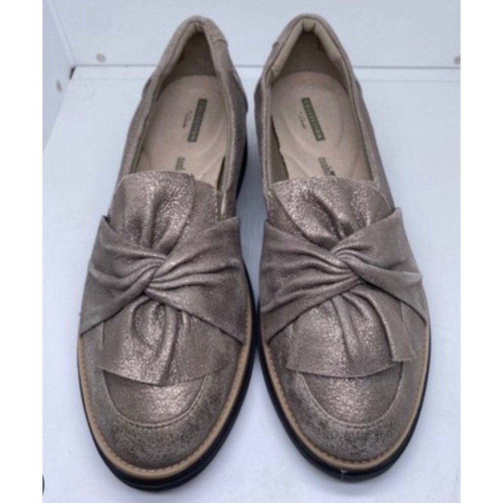 Clarks Collection Suede Slip-On Loafer Sharon Dasher Glittery Pewter‎ Size 7